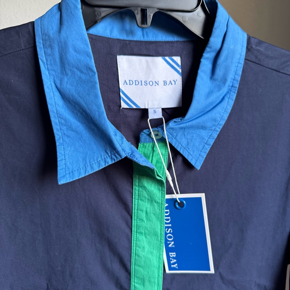 NWT Addison Bay Lane Color Block Point Collar Peplum Dropped Waist Flounce Dress - Picture 8 of 10